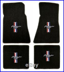 NEW! Black Floor Mats Mustang Convertible Pony Bars Embroidered Logo on all 4