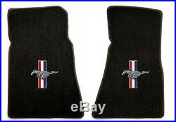 NEW! Black Floor Mats Mustang Convertible Pony Bars Embroidered Logo on all 4