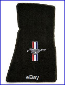 NEW! Black Floor Mats Mustang Convertible Pony Bars Embroidered Logo on all 4