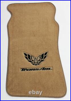 NEW! Carpet FLOOR MATS Tan 1970-1981 PONTIAC FIREBIRD Embroidered Logo on All 4