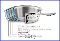 NIB All-Clad TK 5-Ply Copper Core 2-Quart Saucier with Whisk