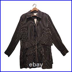 NWT $310 Finley Shirt Women's Plus Size 1X Black Cotton Jenna Sequin Stripe