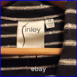 NWT $310 Finley Shirt Women's Plus Size 1X Black Cotton Jenna Sequin Stripe