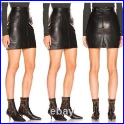 NWT John Elliott Black Genuine Leather Mini Skirt Size Small / MSRP $698