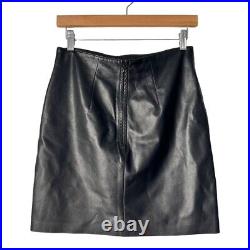 NWT John Elliott Black Genuine Leather Mini Skirt Size Small / MSRP $698