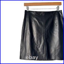 NWT John Elliott Black Genuine Leather Mini Skirt Size Small / MSRP $698