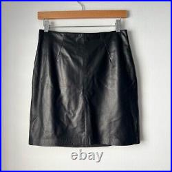 NWT John Elliott Black Genuine Leather Mini Skirt Size Small / MSRP $698