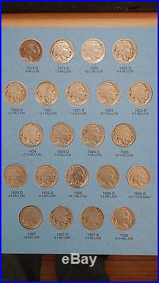 Near Complete Set Of Buffalo Nickels- 62 Coins All Dates Readable, Nice Grades