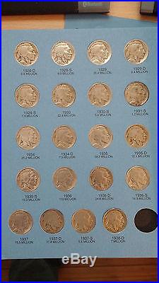 Near Complete Set Of Buffalo Nickels- 62 Coins All Dates Readable, Nice Grades