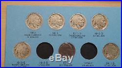 Near Complete Set Of Buffalo Nickels- 62 Coins All Dates Readable, Nice Grades