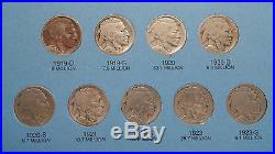 Near Complete Set Of Buffalo Nickels- 62 Coins All Dates Readable, Nice Grades