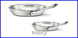 New All-Clad D5 Brushed Stainless Steel 5-Ply Bonded 8 and 10 Fry-Pan Set