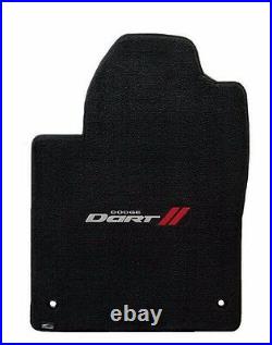 New! Black Floor Mats 2013-2016 Dodge Dart Embroidered Logo Silver & Red All 4
