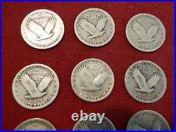 Nine 9 1930-P Standing Liberty Quarters All Readable, All Circulated