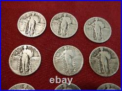 Nine 9 1930-P Standing Liberty Quarters All Readable, All Circulated