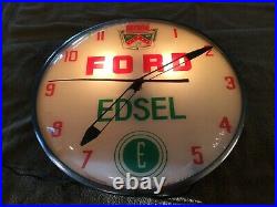 ORIGINAL 1950'S FORD and EDSEL DEALERS TELECHRON ADVERTISING CLOCK. ALL ORIGINAL