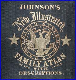 Old 1866 Johnson Atlas Map WASHINGTON TERRITORY OREGON MINNESOTA Free S&H