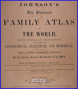 Old 1866 Johnson Atlas Map WASHINGTON TERRITORY OREGON MINNESOTA Free S&H