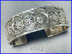 One Of The Most Intricate Vintage Navajo All Sterling Silver Bracelet