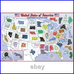 Original State Magnet Collector's Set 51 Magnets with Metal Display Board