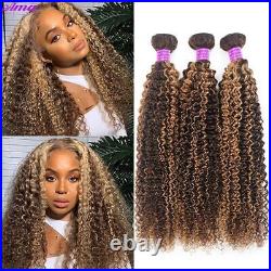 P4 27 Highlight Kinky Curly Hair Weave 3/4 Pcs Bundles Remy Human Hair Extension