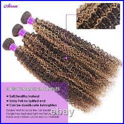 P4 27 Highlight Kinky Curly Hair Weave 3/4 Pcs Bundles Remy Human Hair Extension