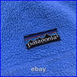 Patagonia VTG 90's Sweater Blue 1/4 T Snap Button Cozy USA Made Womens Size 10