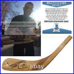 Paul Bissonnette Signed Penguins Hockey Stick Blade Proof Beckett BAS Autograph