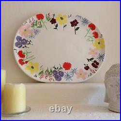 Pottery Happy Flower Plate Hand Painted Signed By Marlene'88 Size 18x14
