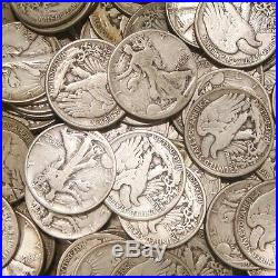 Pre-1965 90% Junk Silver Halves All Walking Liberty $100.00 Face From Pile Shown