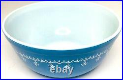 Pyrex Vintage Snowflake Cinderella Blue Garland Nesting Bowls Set Of 4