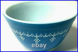 Pyrex Vintage Snowflake Cinderella Blue Garland Nesting Bowls Set Of 4