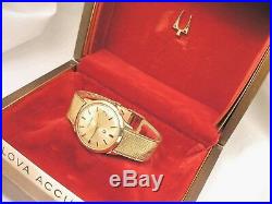 RARE 66.4 Grams! All Origi 14 k Solid Gold Case & Band Accutron Watch with Box