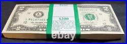 RARE Lucky Money $2 Bills BEP Pack of 100 Consecutive All Double 88 Serial #'S