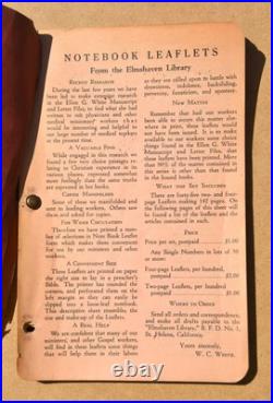 RARE Notebook Leaflets from the Elmshaven Library. Orig form! Ellen G White