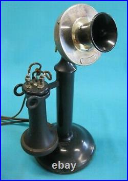 RARE Outside Terminal Receiver Antique Candlestick Telephone / all original