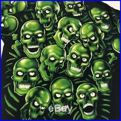 RARE Vintage Green Skulls 2001 Juicy J Liquid Blue ALL OVER PRINT Shirt Mens 2XL