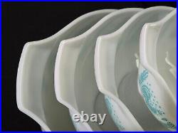 Rare REVERSE Pyrex Amish Butterprint Cinderella Bowls Turquoise on White