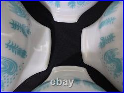 Rare REVERSE Pyrex Amish Butterprint Cinderella Bowls Turquoise on White