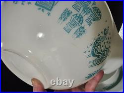 Rare REVERSE Pyrex Amish Butterprint Cinderella Bowls Turquoise on White