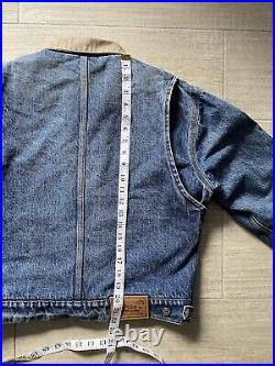 Rare Vintage 90s Polo Ralph Lauren Denim Jacket Wool Blanket Lined Blue Red M