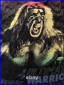 Rare Vintage OG 1996 WWF Ultimate Warrior ALL OVER PRINT Shirt wrestling Ecw nWo