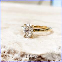 Real 2.0 Ct Oval Cut D FL Moissanite 4 Prong Engagement Ring In 14k Yellow Gold