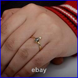 Real Rough Salt & Pepper Diamond Minimalist 14K Solid Gold Wedding Band Ring