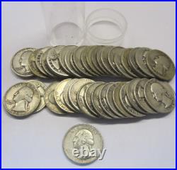 (Roll of 40) All 1930's Washington Silver Quarters Average Circulated