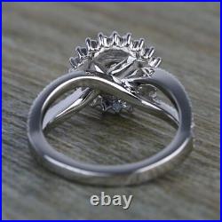 Round 2CT Lab Created Diamond Halo Engagement Ring 14K White Gold Plated Silver
