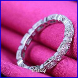 Round Cut Diamond In 14K White Gold Birthday Anniversary Women Pretty Band Ring