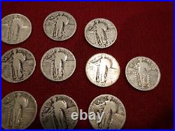 SIXTEEN 16 1926-P Standing Liberty Quarters All Readable, All Circulated