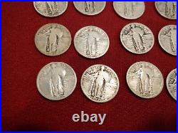 SIXTEEN 16 1926-P Standing Liberty Quarters All Readable, All Circulated