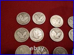 SIXTEEN 16 1926-P Standing Liberty Quarters All Readable, All Circulated